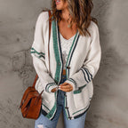 R&B | Gestreifte Strick-Strickjacke mit Modernem Muster