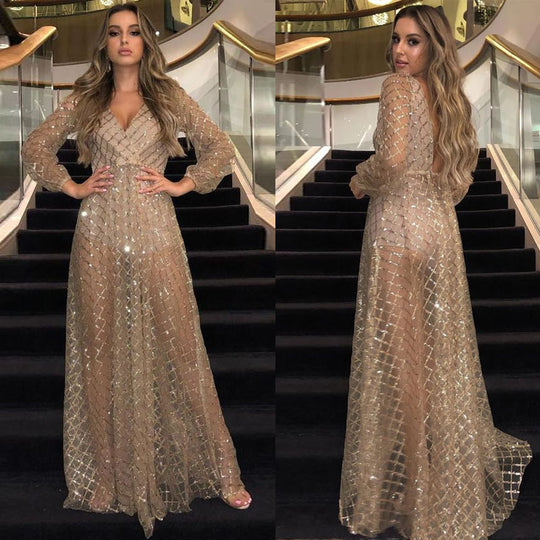 Damen Elegantes Transparenzkleid mit glanzvollen Akzenten R&B
