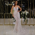 Damen Glamouröses Abendkleid mit schimmernden Pailletten und transparentem Rock R&B