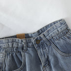 Damen High-Waist Denim-Shorts mit umschlagbarem Saum und elastischem Bund