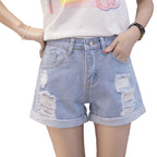 Damen Jeansshorts mit modischem Distressed-Design und lässigem Aufschlag