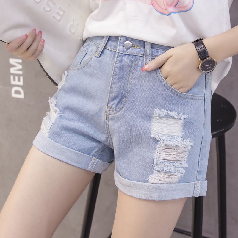 Damen Jeansshorts mit modischem Distressed-Design und lässigem Aufschlag
