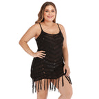 Damen eleganter Strandüberwurf mit Fransen R&B