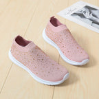 Damen Sneaker mit funkelnden Strass-Akzenten und elastischem Strickoberteil R&B