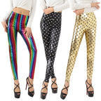 Damen Glänzende Leggings mit Sternenmuster
