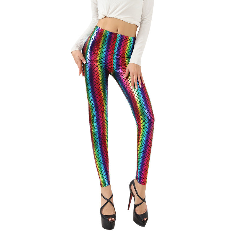 Damen Glänzende Leggings mit Sternenmuster R&B