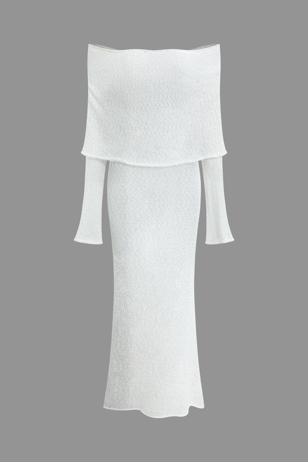 Schulterfreies gestricktes Maxikleid