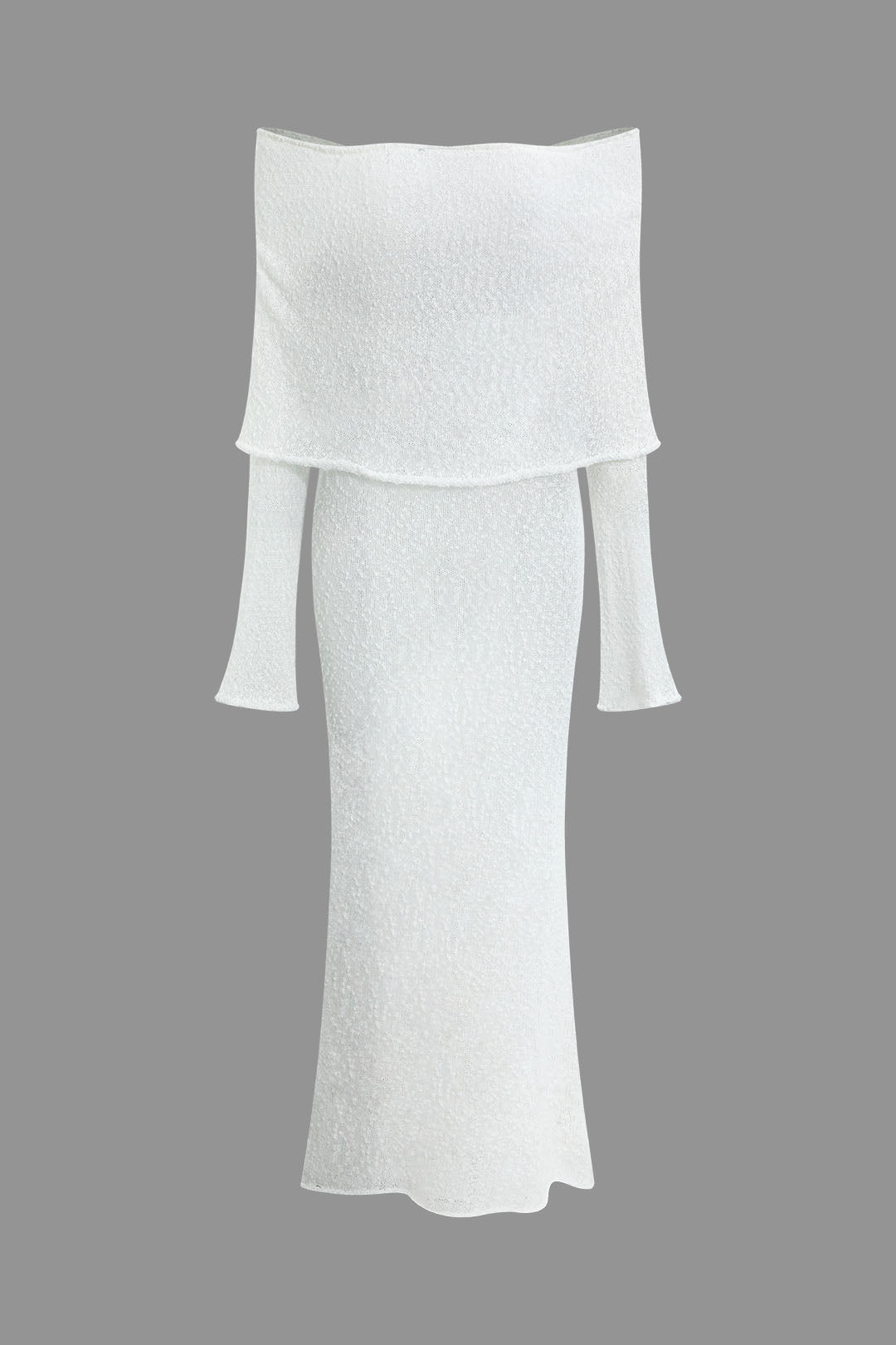 Schulterfreies gestricktes Maxikleid