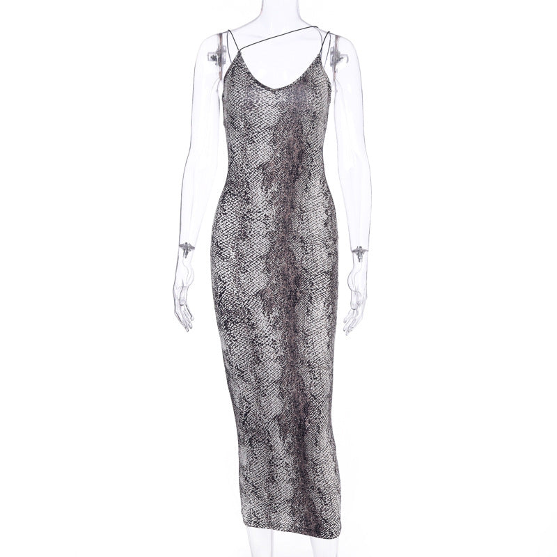 Damen Leopardenmuster Maxikleid R&B