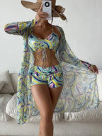 R&B | Bedrucktes dreiteiliges Bikini-Set
