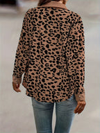 R&B | Leopardenmuster Langhe Hemdbluse Polyester Stilvoll und Trendy