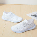 Damen Sneaker mit funkelnden Strass-Akzenten und elastischem Strickoberteil R&B