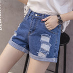Damen Jeansshorts mit modischem Distressed-Design und lässigem Aufschlag