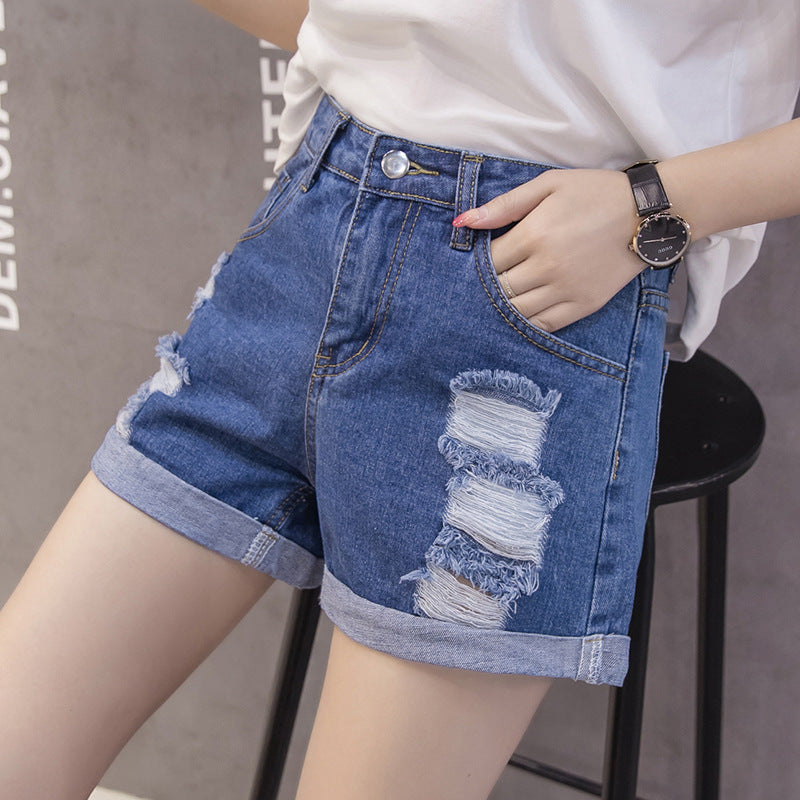 Damen Jeansshorts mit modischem Distressed-Design und lässigem Aufschlag