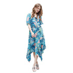 Damen Maxikleid mit asymmetrischem Saum und botanischem Design R&B
