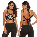 Damen Häkel-Crop-Top mit einzigartigem Muster R&B