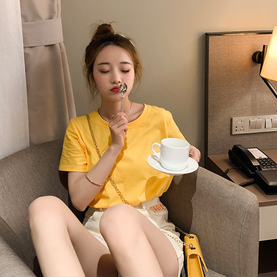 Damen Basic T-Shirt mit weicher Baumwollqualität und lässigem Schnitt