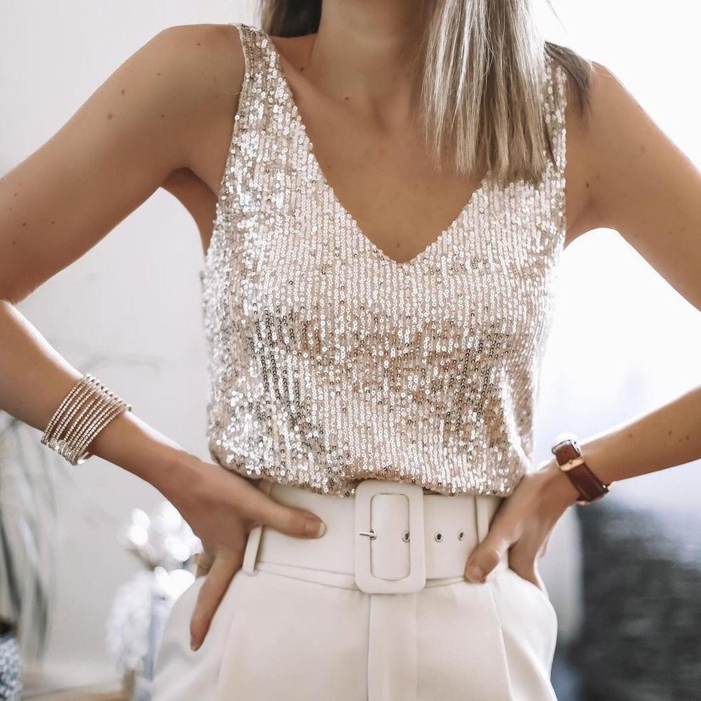 R&B | Glitzerndes Pailletten Top Glamouröser Festtagstil