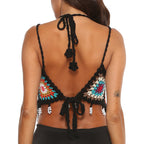 Damen Häkel-Crop-Top mit einzigartigem Muster R&B