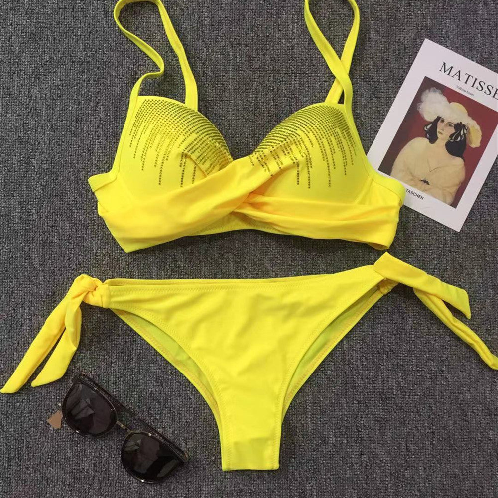 Damen Glamouröser Push-Up Bikini mit funkelnden Applikationen R&B