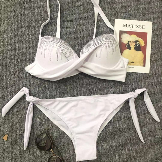 Damen Glamouröser Push-Up Bikini mit funkelnden Applikationen R&B