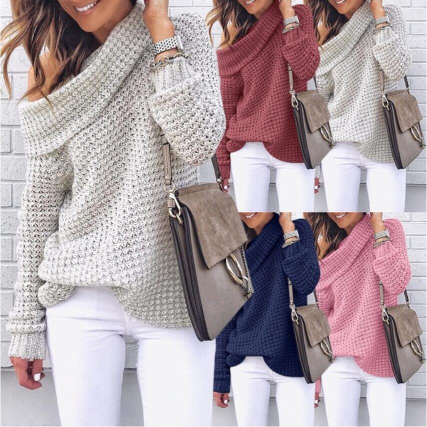 Damen Strickpullover mit schulterfreiem Design und strukturierter Textur
