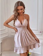 R&B | Tiefes V-Seil-Sling-Neckholder-Kleid