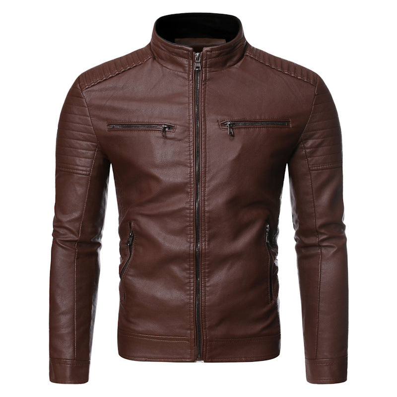 Herren Bikerjacke aus hochwertigem mit Reißverschlusstaschen R&B