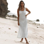 Damen Elegante Häkel-Strandrobe mit asymmetrischem Schnitt EB