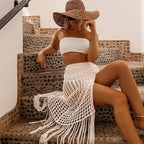 Damen eleganter Häkel-Strandsarong mit fransigem Abschluss R&B