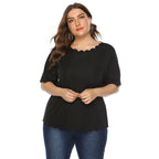 Damen elegantes Blusenshirt mit welligem Saum R&B