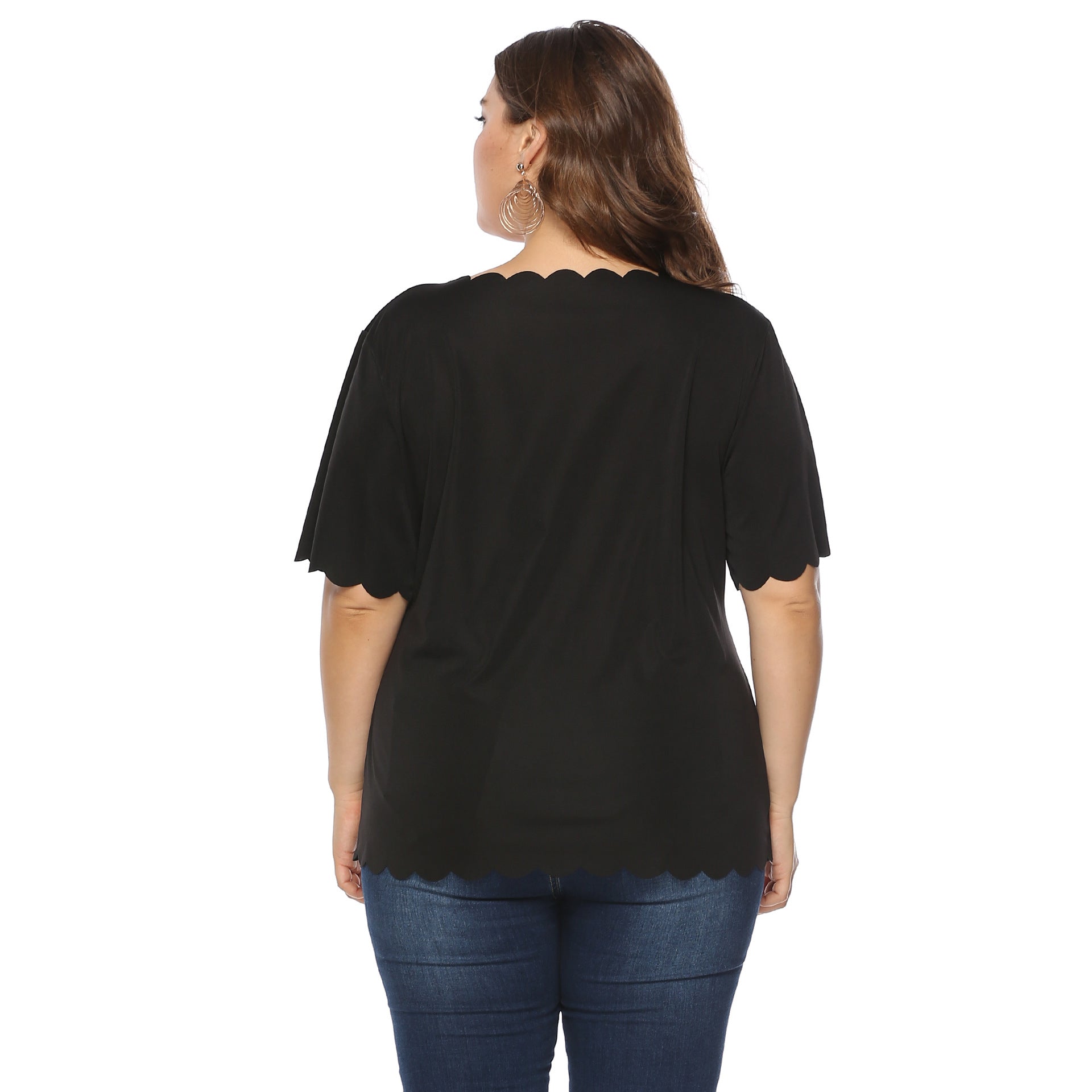 Damen elegantes Blusenshirt mit welligem Saum R&B