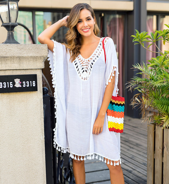 Damen luftiger Kaftan mit Fransen R&B