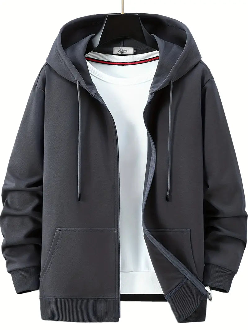 R&B | Lässiger Herbst Full Zip Hoodie mit Kordelzug für Männer