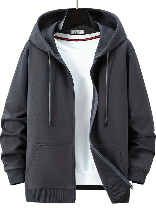 R&B - Lässiger Herbst Full Zip Hoodie mit Kordelzug für Männer