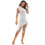 Damen Strandkleid mit Fransen und Netzdesign R&B