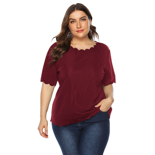 Damen elegantes Blusenshirt mit welligem Saum R&B