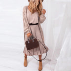 Damen Plissee Midi-Kleid mit Spaghettiträgern und schmeichelnder Silhouette R&B