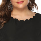 Damen elegantes Blusenshirt mit welligem Saum R&B