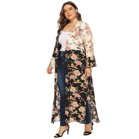 Damen floraler Kimono-Überwurf R&B