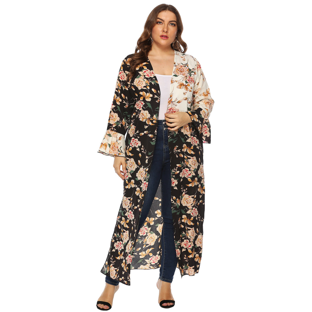 Damen floraler Kimono-Überwurf R&B