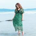 Damen Maxikleid mit floralen Details und leichtem Wickeldesign R&B