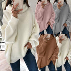 Damen Grobstrickpullover mit hohem Kragen und oversized Schnitt