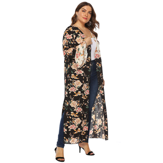 Damen floraler Kimono-Überwurf R&B