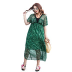 Damen Maxikleid mit floralen Details und leichtem Wickeldesign R&B