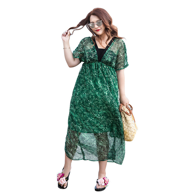 Damen Maxikleid mit floralen Details und leichtem Wickeldesign R&B