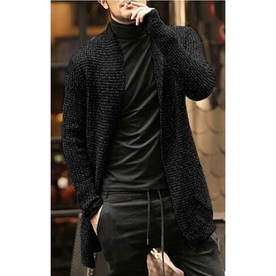 Herren Grober Strickcardigan mit offenem Design und modernen Details R&B