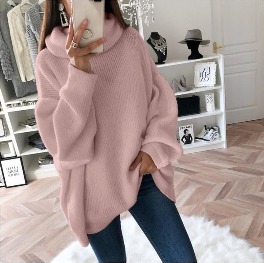 Damen gemütlicher Strickpullover mit weitem Schnitt R&B