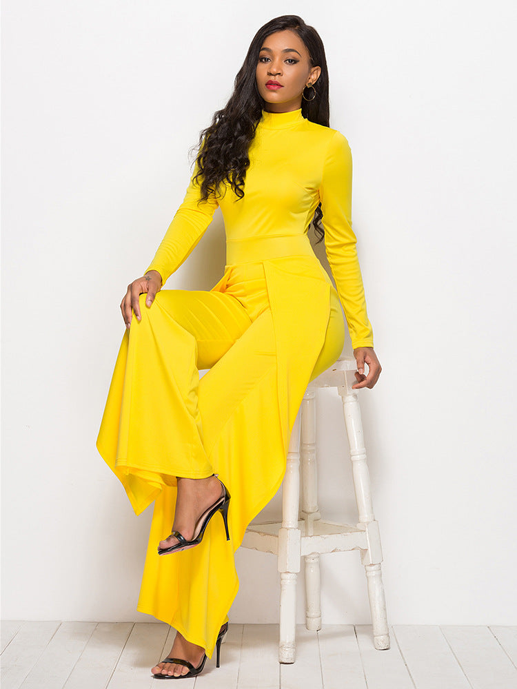 Damen Eleganter und fließender Jumpsuit mit langen Ärmeln R&B