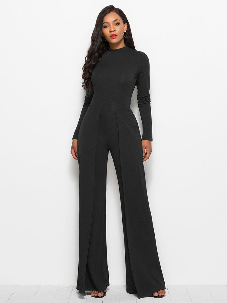 Damen Eleganter und fließender Jumpsuit mit langen Ärmeln R&B